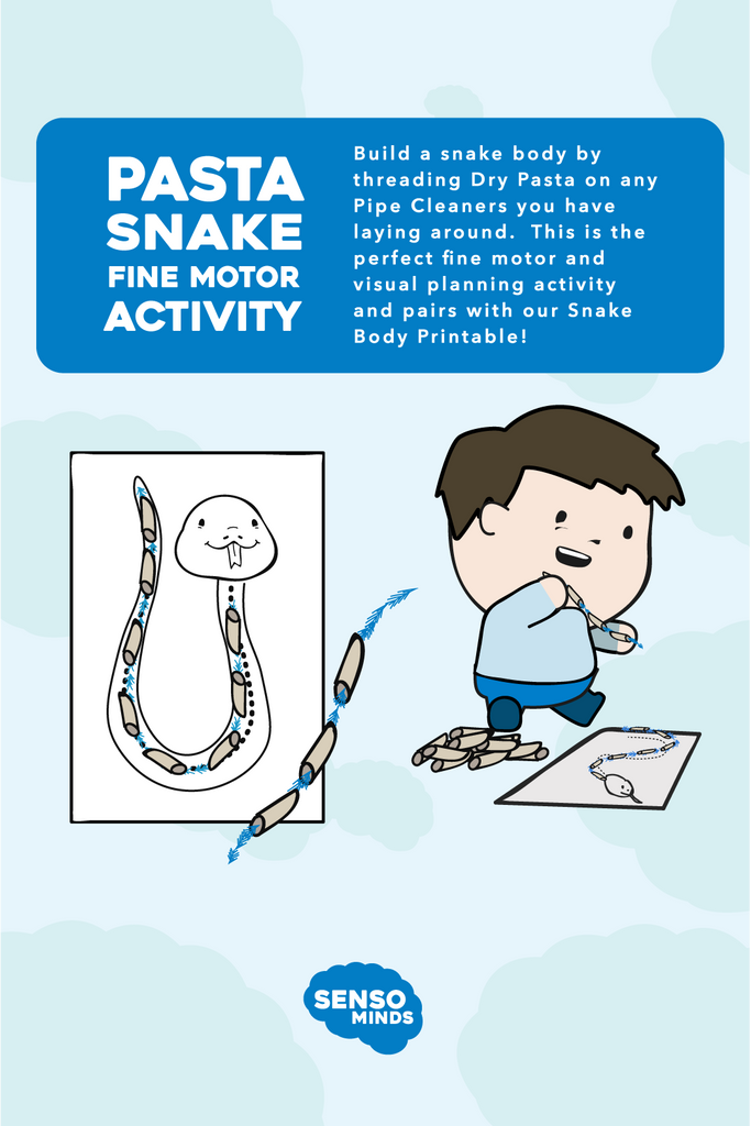 Pasta Snake Fine Motor Activity + Free PDF Downloadable