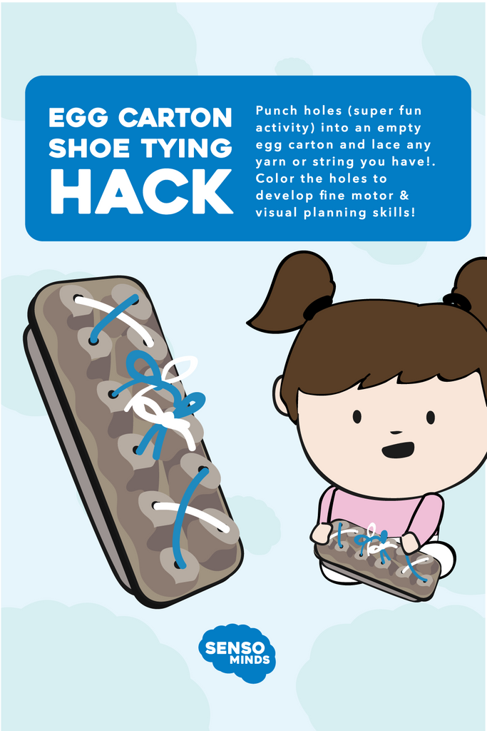 Sensory Activities - Egg Carton Shoe Tying